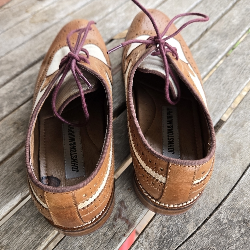 Johnston & Murphy Tan Calfskin Wingtip Shoes Good Condition Gently Used - Picture 4 of 8